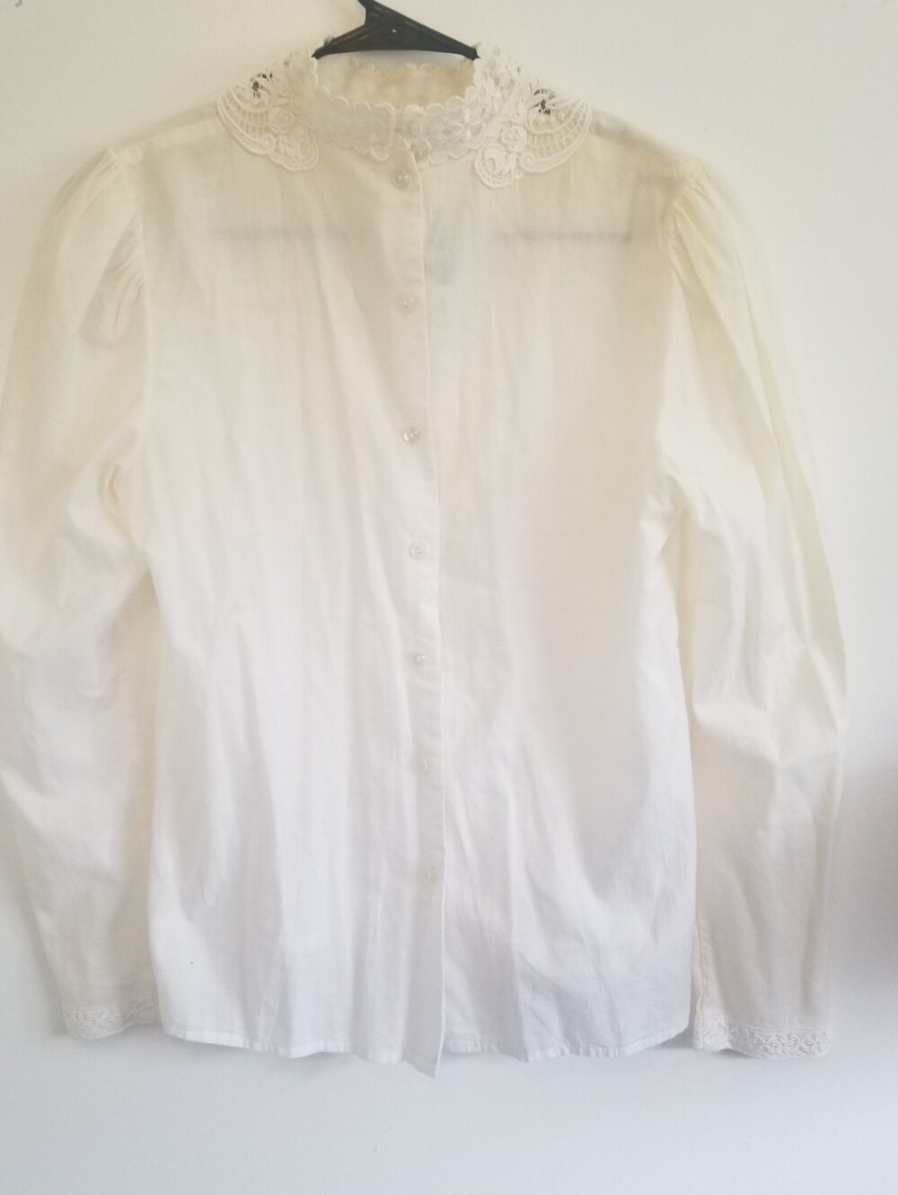 Vintage Scott McClintock White Lace Victorian Prairie Blouse Women's Size  6